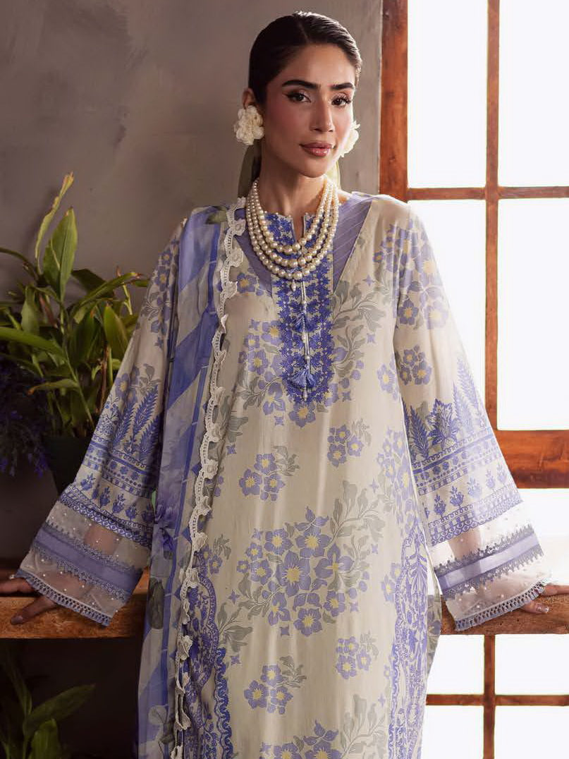 NUREH Signature Prints Unstitched Printed Lawn 3Pc Suit SP-159