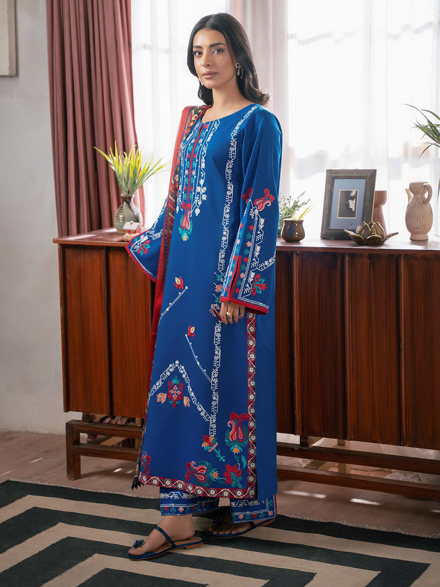RajBari Parisa Premium Embroidered Lawn Unstitched 3Pc Suit D-09