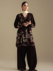 Coco by Zara Shahjahan Winter Unstitched Khaddar 3Pc Suit D-03A BERRY