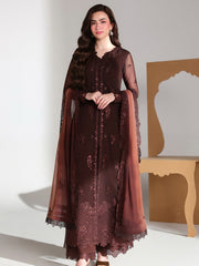 Azure Ensembles Embroidered Chiffon Unstitched 3Pc Suit D-03 MAISON MOCHA
