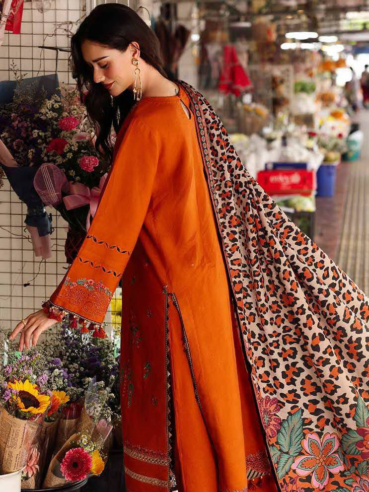 Charizma Poshima Embroidered Leather Unstitched 3Pc Suit PSW5-03