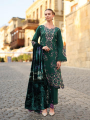Rang Rasiya Carnation Embroidered Karandi Unstitched 3Pc Suit D-04 Matcha