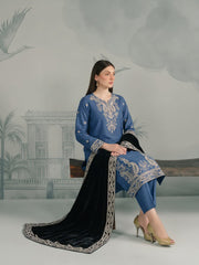 Zeenia Winter Pearls Embroidered Chamki Fabric Unstitched 3Pc Suit D-02