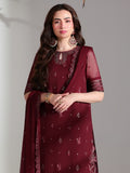 Azure Ensembles Embroidered Chiffon Unstitched 3Pc Suit D-05 RUBY ROGUE