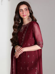Azure Ensembles Embroidered Chiffon Unstitched 3Pc Suit D-05 RUBY ROGUE