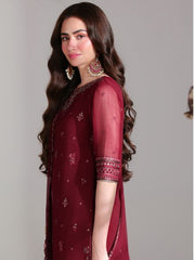 Azure Ensembles Embroidered Chiffon Unstitched 3Pc Suit D-05 RUBY ROGUE