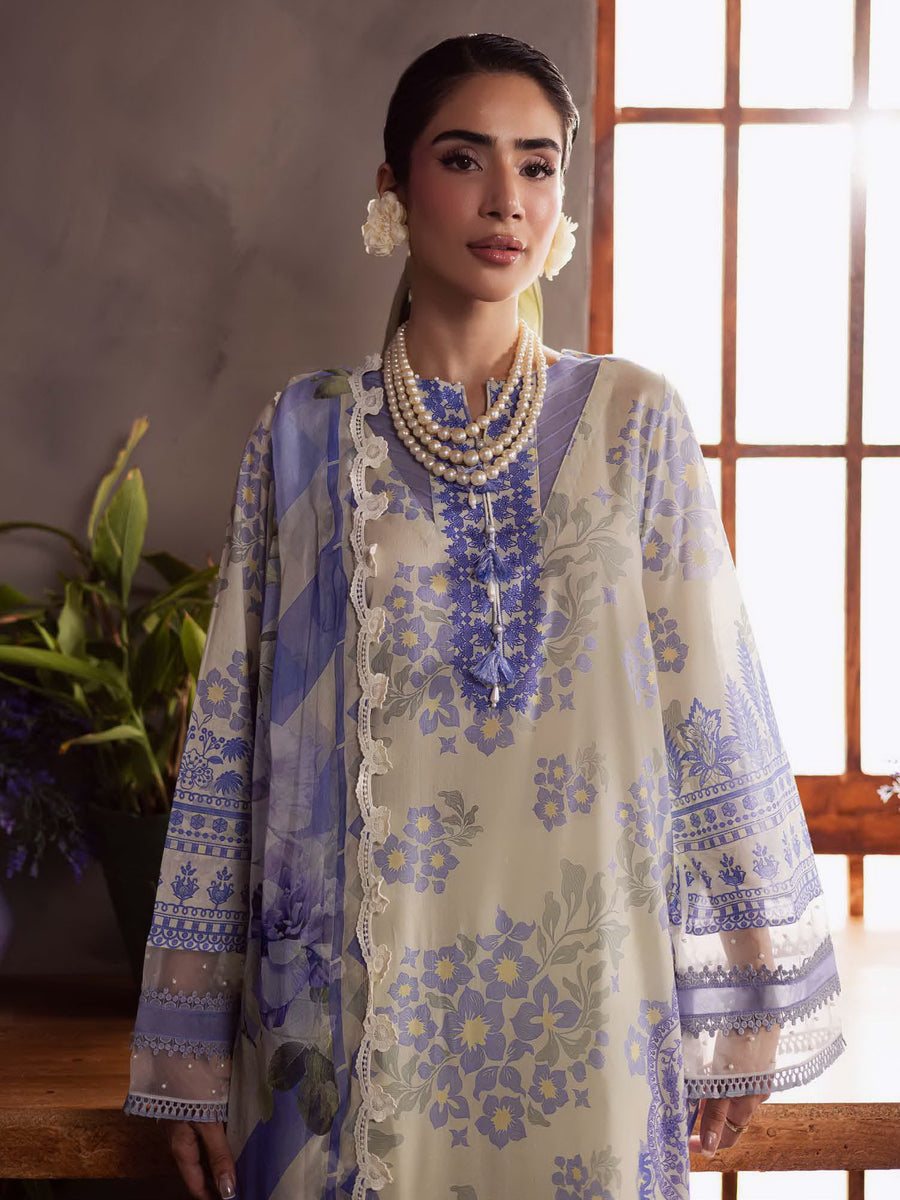 NUREH Signature Prints Unstitched Printed Lawn 3Pc Suit SP-159