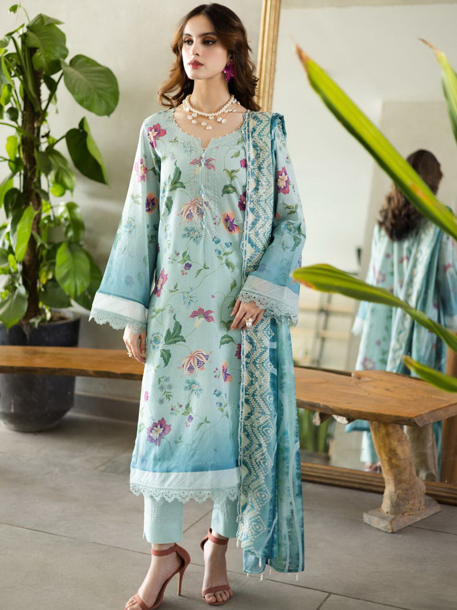 Riaz Arts Aafreen Embroidered Lawn Unstitched 3Pc Suit AF-166