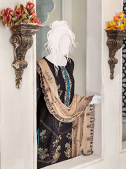 Noir by Humdum Embroidered Slub Linen Unstitched 3Pc Suit D-03
