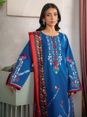 RajBari Parisa Premium Embroidered Lawn Unstitched 3Pc Suit D-09