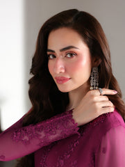 Azure Ensembles Embroidered Chiffon Unstitched 3Pc Suit D-07 ZINNIA