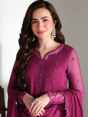 Azure Ensembles Embroidered Chiffon Unstitched 3Pc Suit D-07 ZINNIA