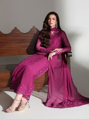 Azure Ensembles Embroidered Chiffon Unstitched 3Pc Suit D-07 ZINNIA