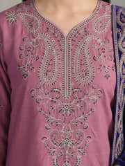 Zeenia Winter Pearls Embroidered Chamki Fabric Unstitched 3Pc Suit D-03