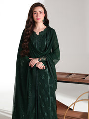 Azure Ensembles Embroidered Chiffon Unstitched 3Pc Suit D-08 LEENA