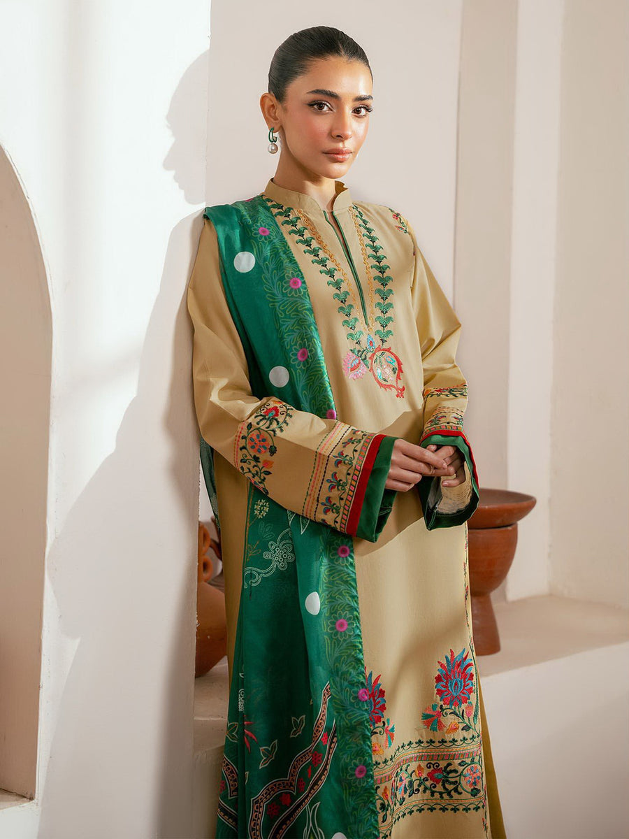 RajBari Parisa Premium Embroidered Lawn Unstitched 3Pc Suit D-02