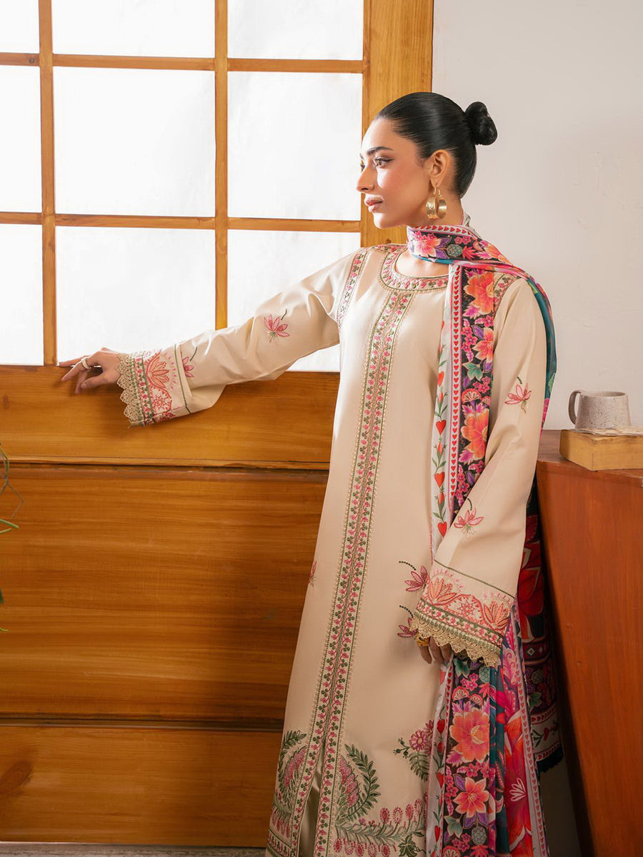 RajBari Parisa Premium Embroidered Lawn Unstitched 3Pc Suit D-04