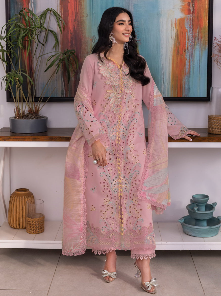 Rang Rasiya Carnation Embroidered Lawn Unstitched 3Pc Suit D-03 IRHA