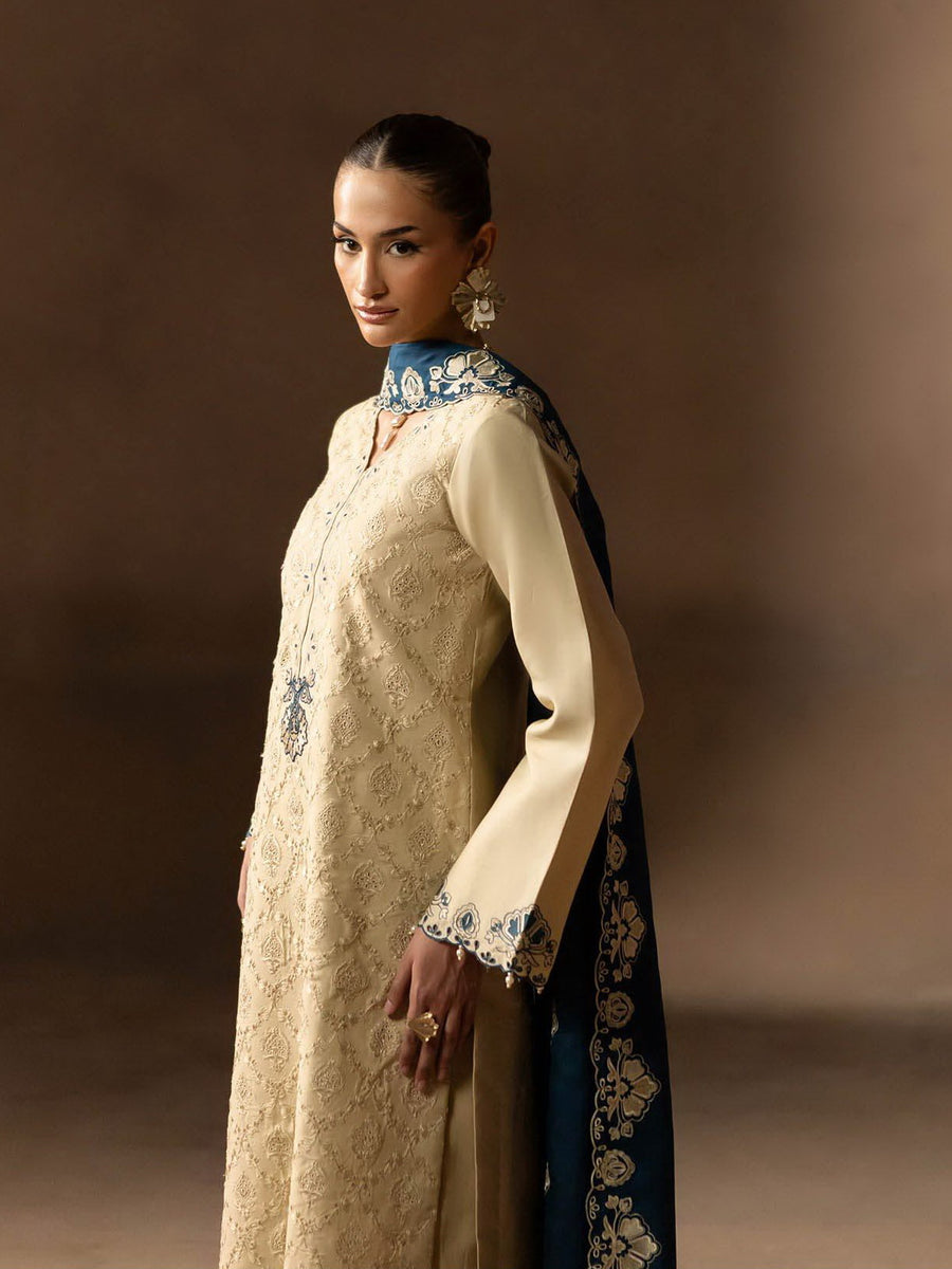 RajBari Sareen Premium Embroidered Viscose Unstitched 3Pc Suit D-06