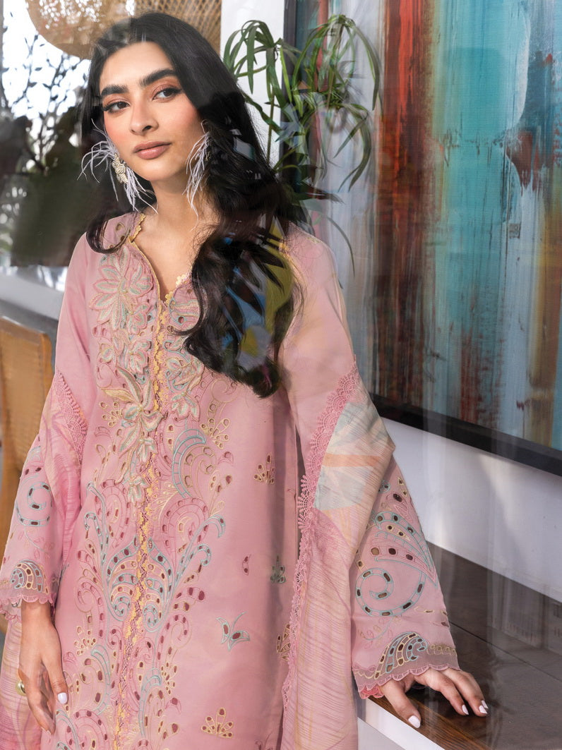 Rang Rasiya Carnation Embroidered Lawn Unstitched 3Pc Suit D-03 IRHA