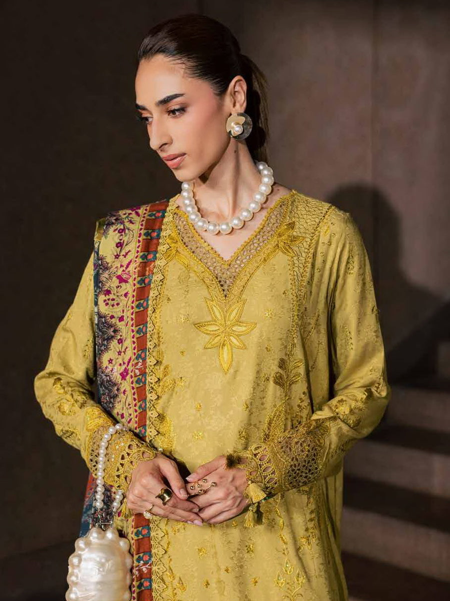 NUREH Maya Embroidered Linen Unstitched 3Pc Suit NW-129