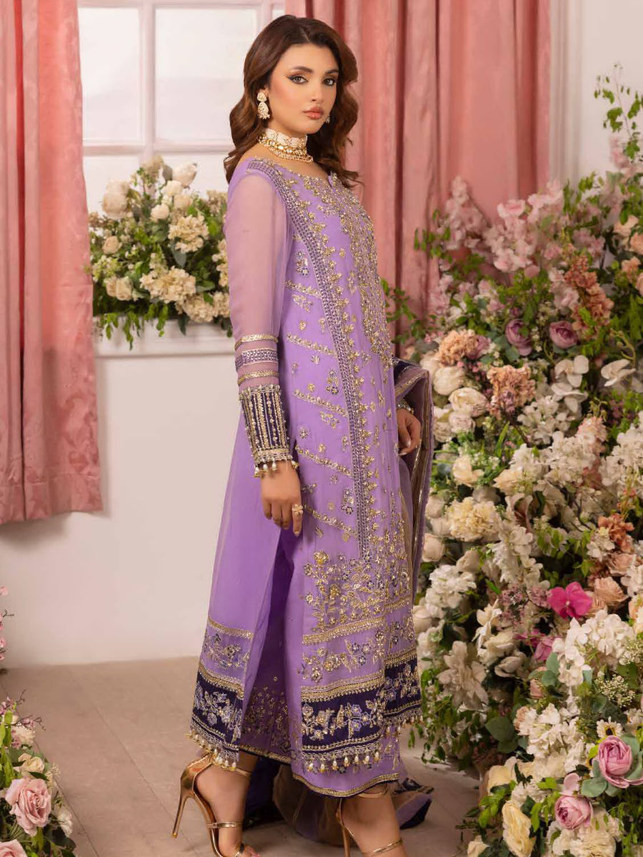 Charizma Diamond Dust Embroidered Luxury Chiffon Unstitched 3Pc Suit DD5-05