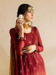 Nureh Mukeshkari Embroidered Chiffon Unstitched 3Pc Suit MK-09