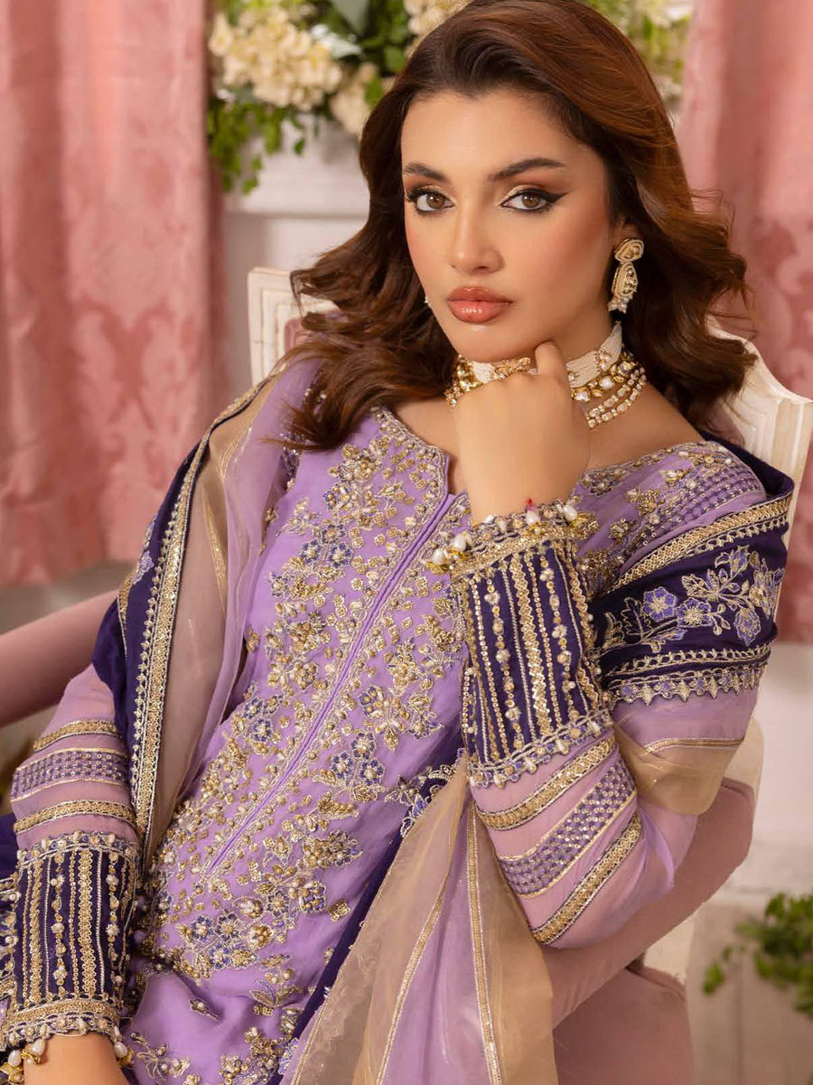 Charizma Diamond Dust Embroidered Luxury Chiffon Unstitched 3Pc Suit DD5-05