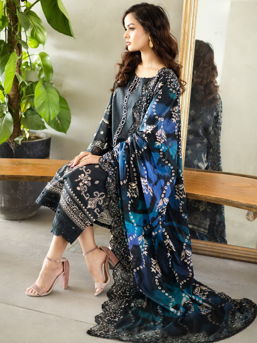 Riaz Arts Aafreen Embroidered Lawn Unstitched 3Pc Suit AF-167