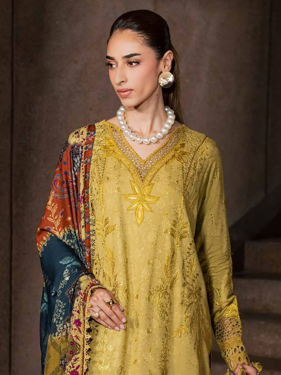 NUREH Maya Embroidered Linen Unstitched 3Pc Suit NW-129