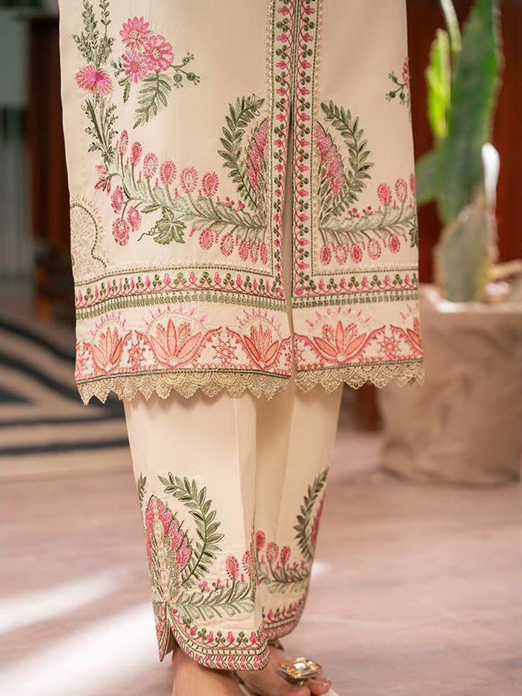 RajBari Parisa Premium Embroidered Lawn Unstitched 3Pc Suit D-04
