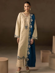 RajBari Sareen Premium Embroidered Viscose Unstitched 3Pc Suit D-06