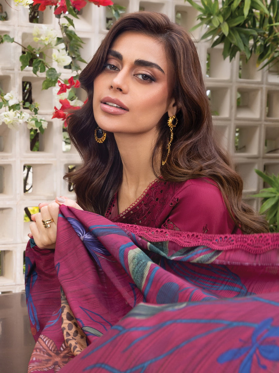 Rang Rasiya Carnation Embroidered Lawn Unstitched 3Pc Suit D-07 ARIA