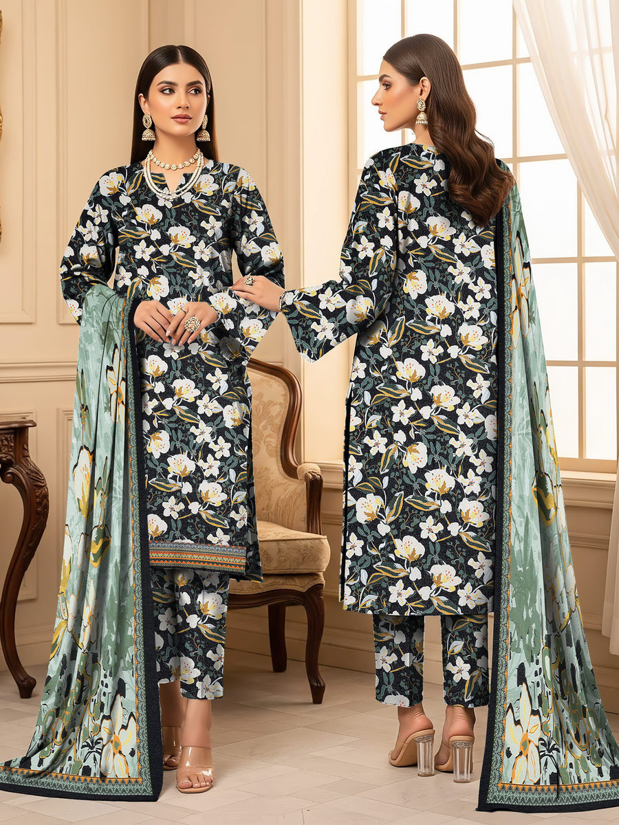 Ittehad X Bin Ameer Premium Karandi Unstitched Printed 3Pc Suit D-03