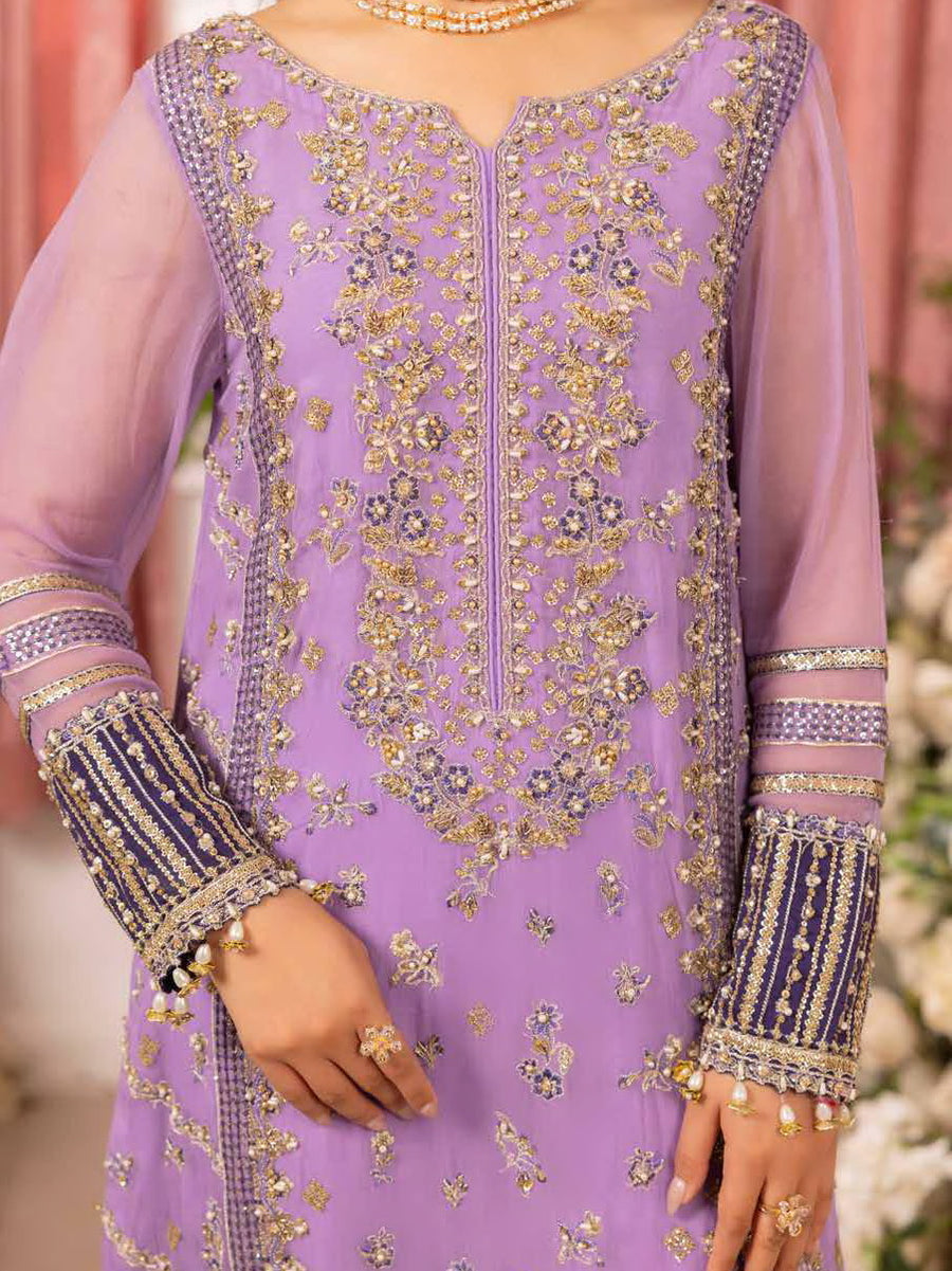 Charizma Diamond Dust Embroidered Luxury Chiffon Unstitched 3Pc Suit DD5-05