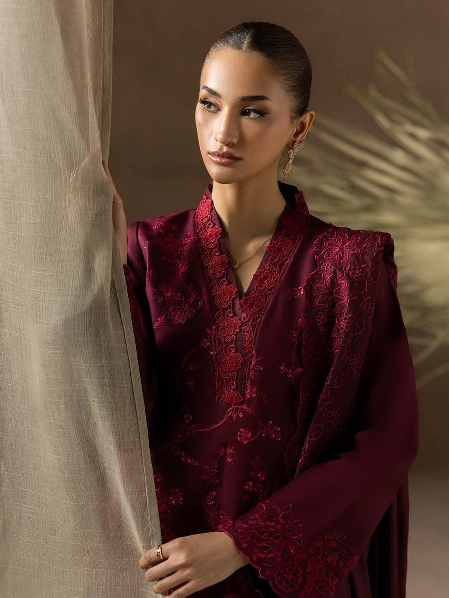 RajBari Sareen Premium Embroidered Viscose Unstitched 3Pc Suit D-04