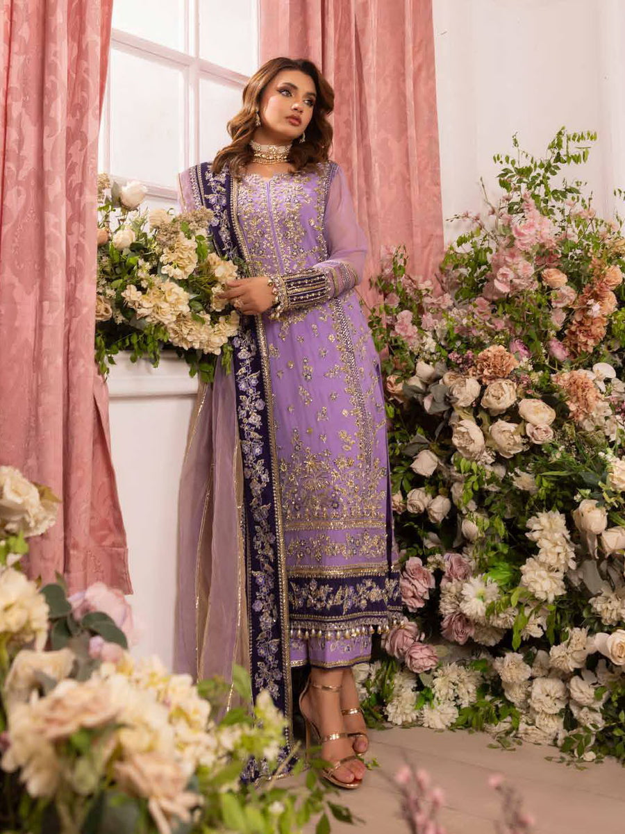 Charizma Diamond Dust Embroidered Luxury Chiffon Unstitched 3Pc Suit DD5-05
