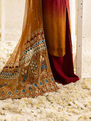 Nureh Mukeshkari Embroidered Chiffon Unstitched 3Pc Suit MK-09