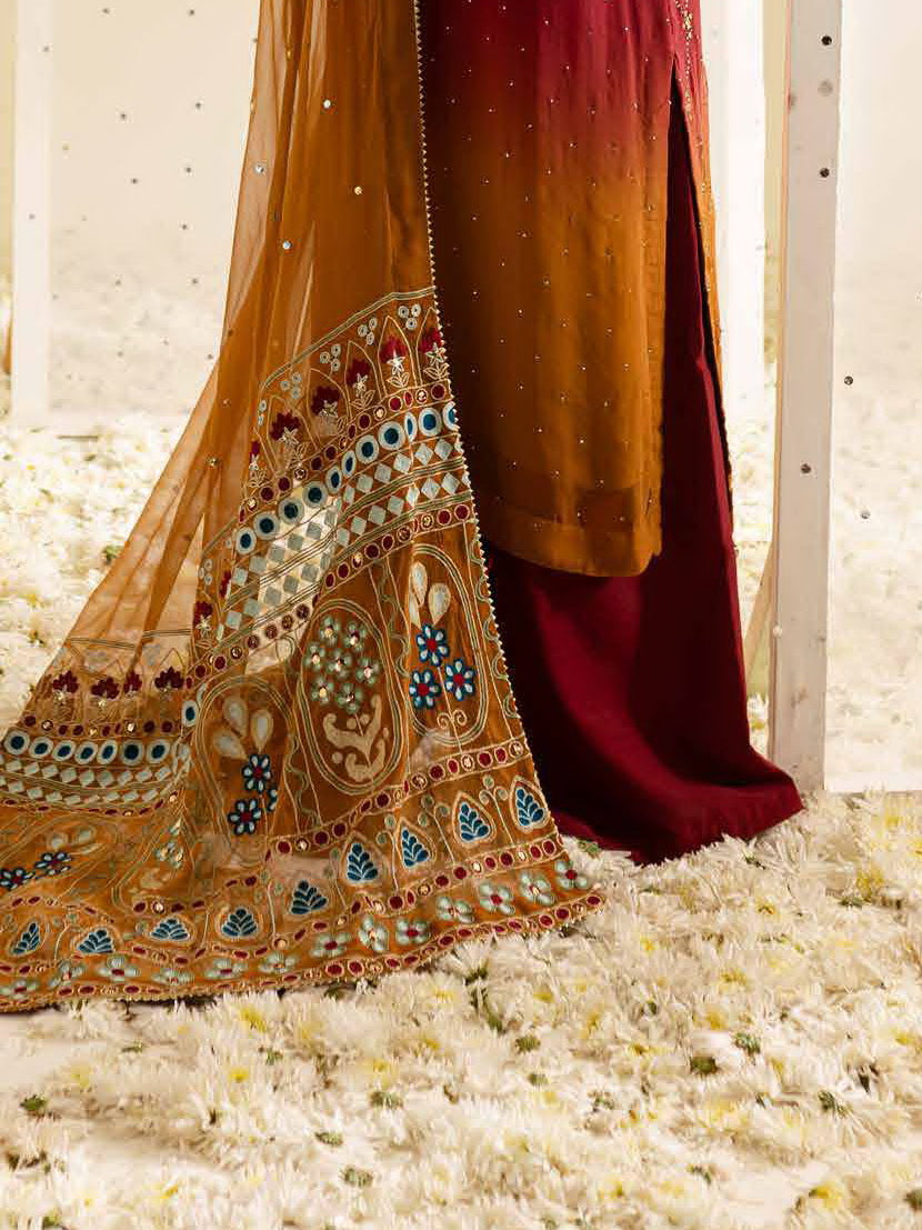 Nureh Mukeshkari Embroidered Chiffon Unstitched 3Pc Suit MK-09