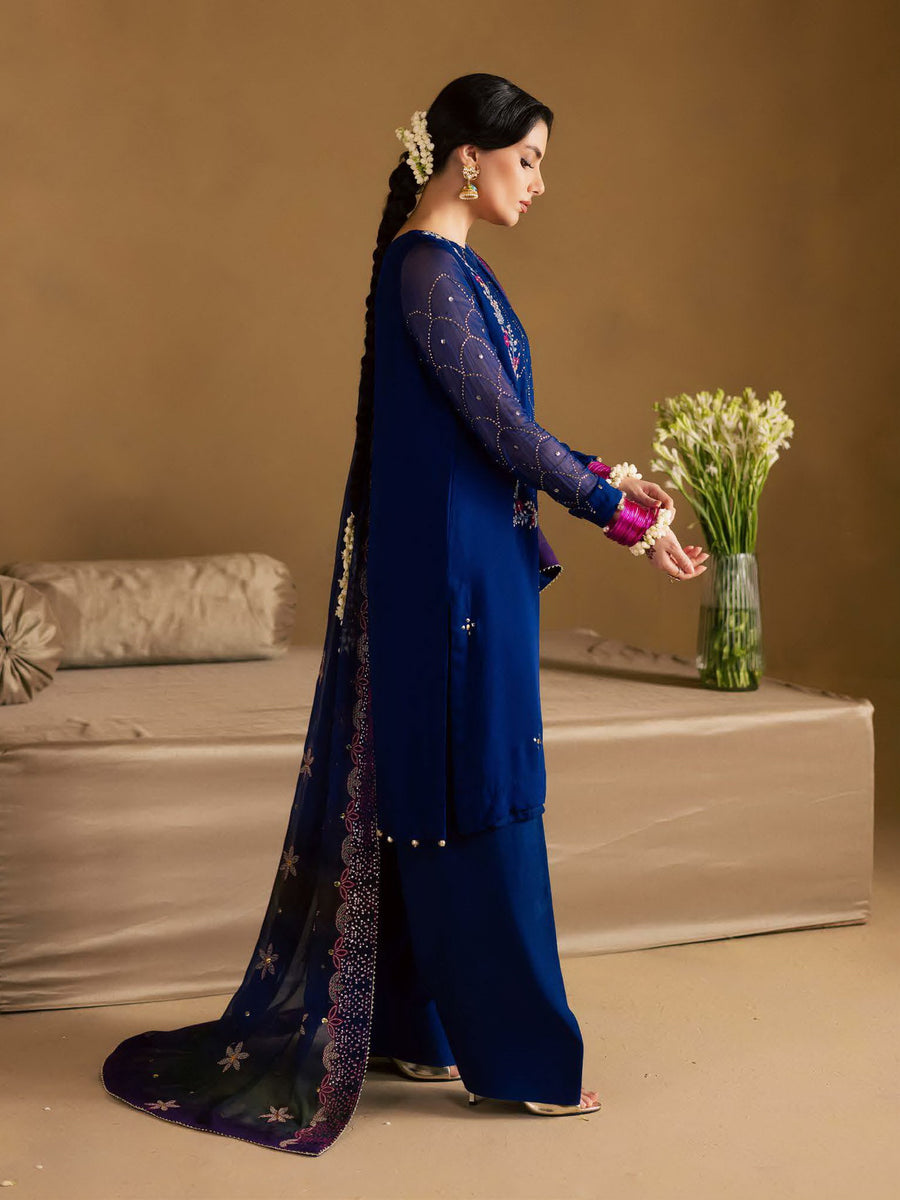 Nureh Mukeshkari Embroidered Mukesh Chiffon Unstitched 3Pc Suit MK-15