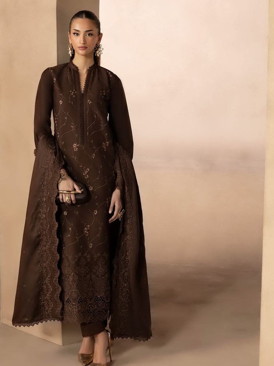 RajBari Sareen Premium Embroidered Viscose Unstitched 3Pc Suit D-02