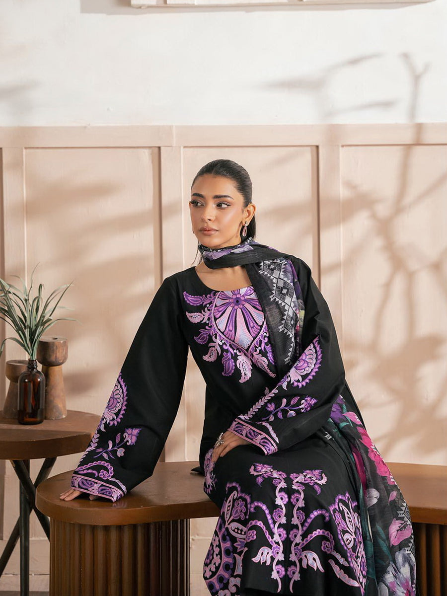 RajBari Parisa Premium Embroidered Lawn Unstitched 3Pc Suit D-01