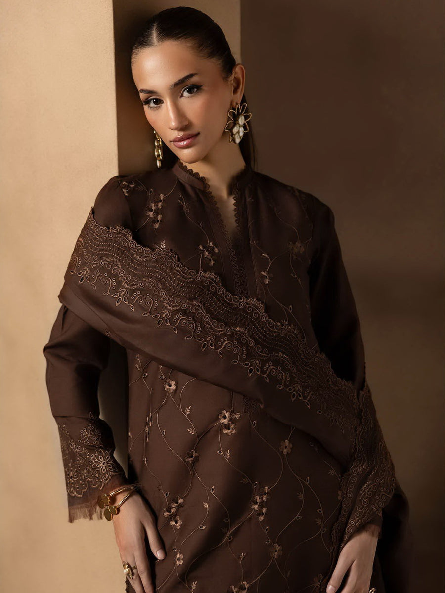 RajBari Sareen Premium Embroidered Viscose Unstitched 3Pc Suit D-02