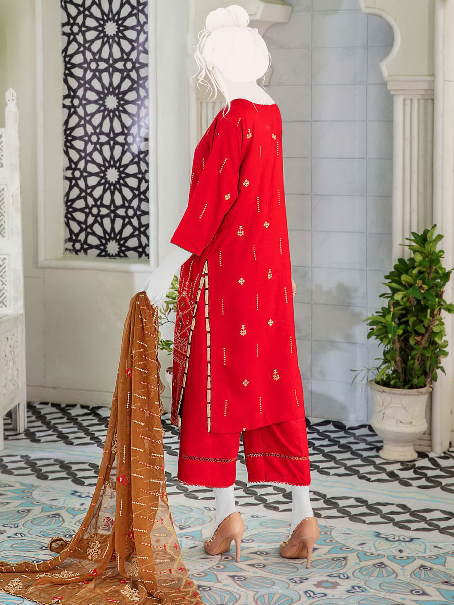 Noir by Humdum Embroidered Slub Linen Unstitched 3Pc Suit D-04