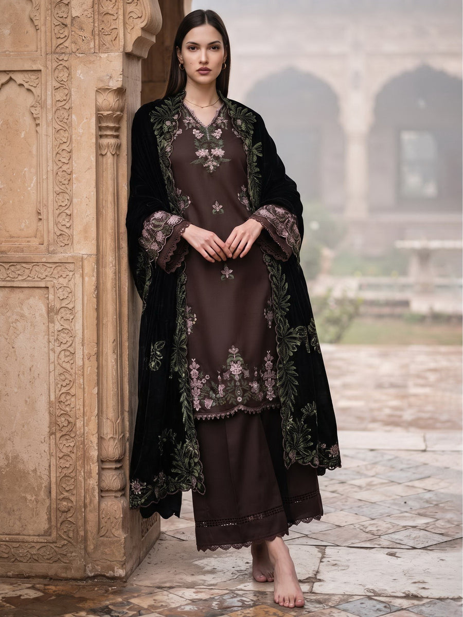 CELTS Dehleez Premium Embroidered Dhanak Unstitched 3Pc Suit D-01
