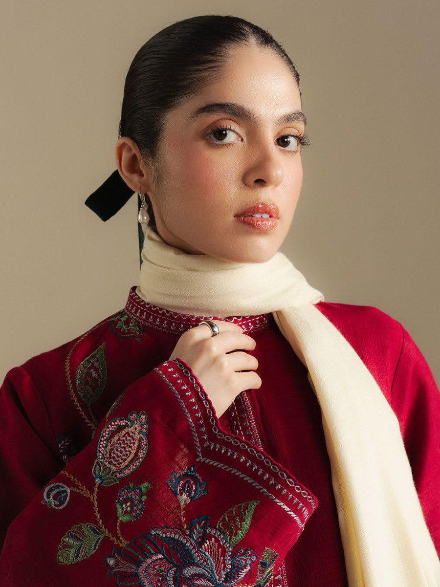 Coco by Zara Shahjahan Winter Unstitched Khaddar 3Pc Suit D-03B BERRY