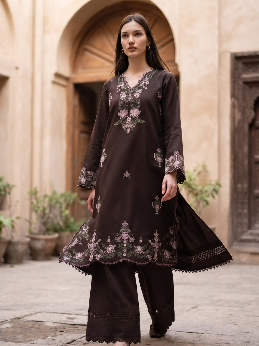 CELTS Dehleez Premium Embroidered Dhanak Unstitched 3Pc Suit D-01
