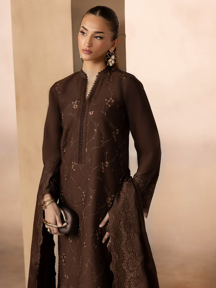 RajBari Sareen Premium Embroidered Viscose Unstitched 3Pc Suit D-02