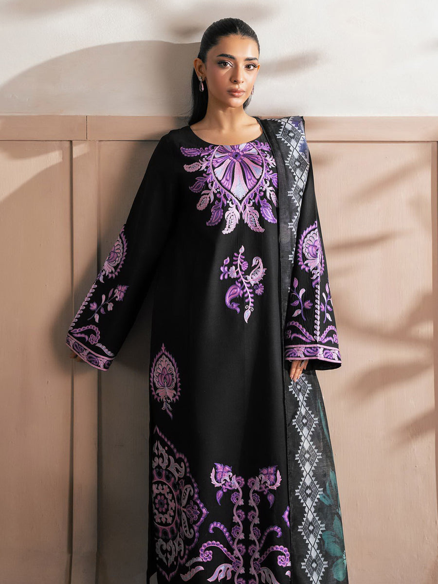 RajBari Parisa Premium Embroidered Lawn Unstitched 3Pc Suit D-01