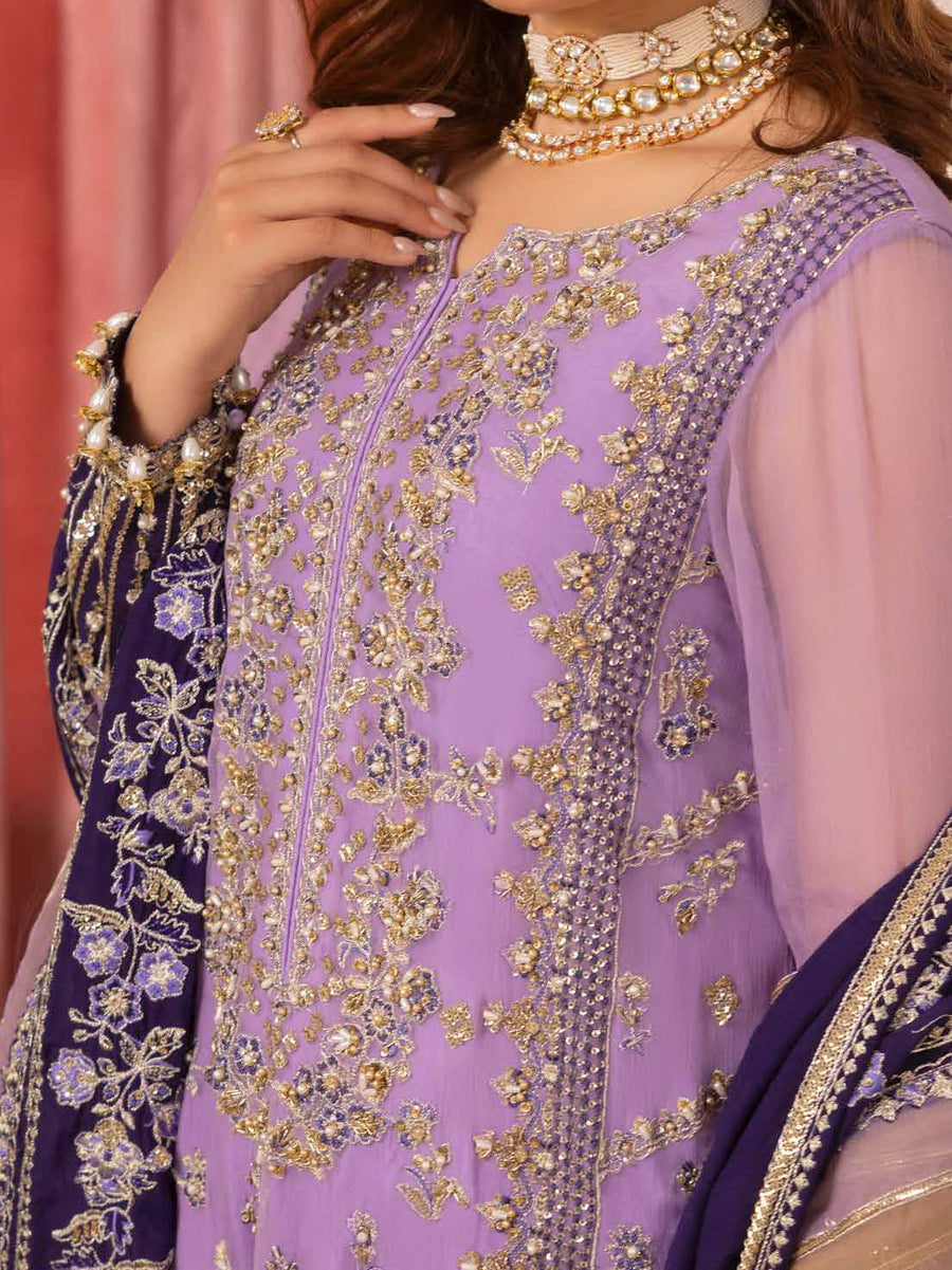 Charizma Diamond Dust Embroidered Luxury Chiffon Unstitched 3Pc Suit DD5-05